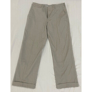 Axist Men's Straight Pleated Cuffed Leg Taupe Dress Pants Khaki Size 33x32